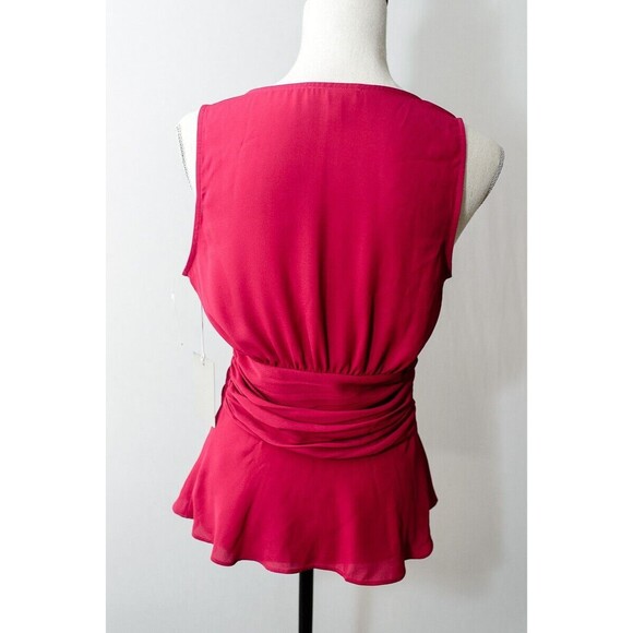 Chelsea 28 Pink Sleeveless Blouse V Neck Button Front Burgundy Berry Med Barbie - Picture 2 of 8